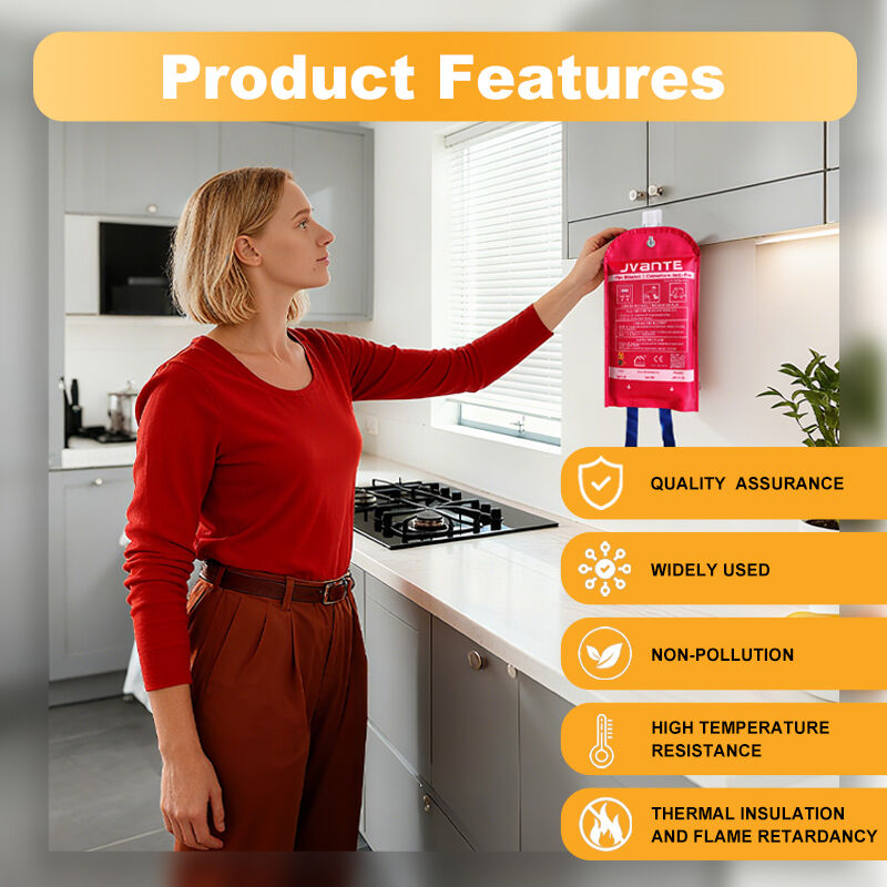 Multilingual description: 100% glass fiber fireproof blanket is heat-resistant and suitable for home use. It is suitable for users all over the world.