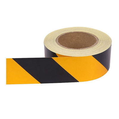 Nastro di avvertimento in PVC nero e giallo Linea di avvertimento stradale per la sicurezza antincendio, nastro riflettente a filo nero e giallo