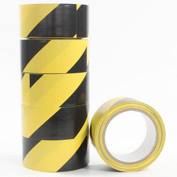 Nastro di avvertimento in PVC nero e giallo Linea di avvertimento stradale per la sicurezza antincendio, nastro riflettente a filo nero e giallo