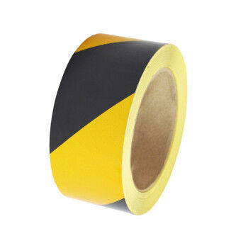 Nastro di avvertimento in PVC nero e giallo Linea di avvertimento stradale per la sicurezza antincendio, nastro riflettente a filo nero e giallo