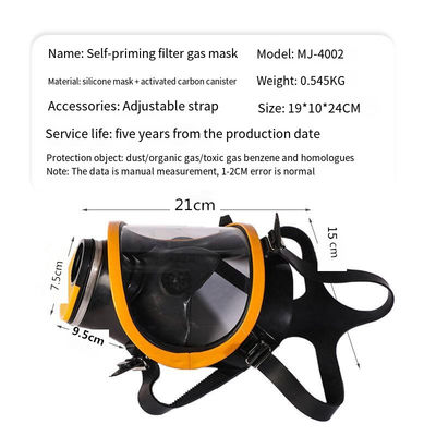 Maschera chimica a maschera completa a cinghia regolabile Puda Maschera a gas a filtro auto-primabile